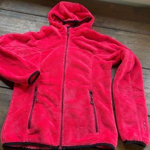 Neon red girl’s high loft polartech by CMP European brand